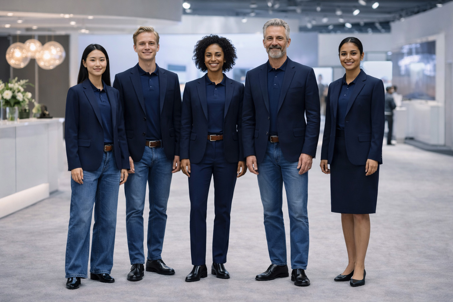 Corporate Fashion für Messen und Events mit einheitlicher Mitarbeiterbekleidung für Messeauftritte und Veranstaltungen.