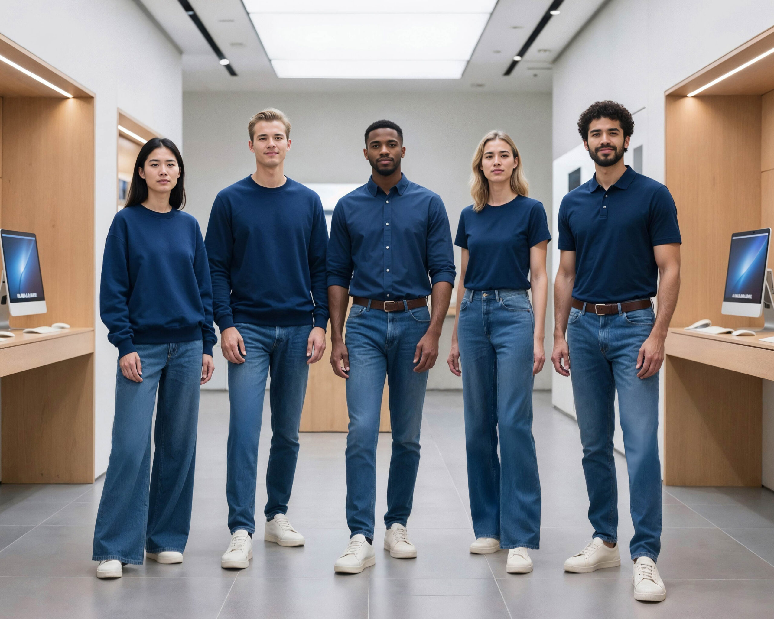 Corporate Fashion für den Einzelhandel mit einheitlicher Mitarbeiterbekleidung für Verkaufsteams im Store.